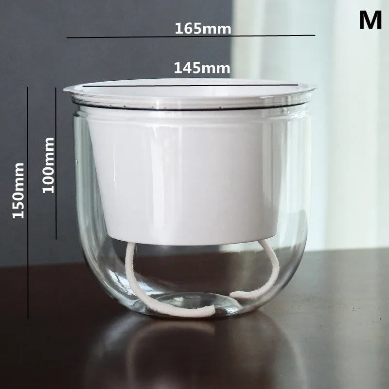 Modern Self-Watering Hanging Planter – Clear PET Plastic Indoor Flower Pot
