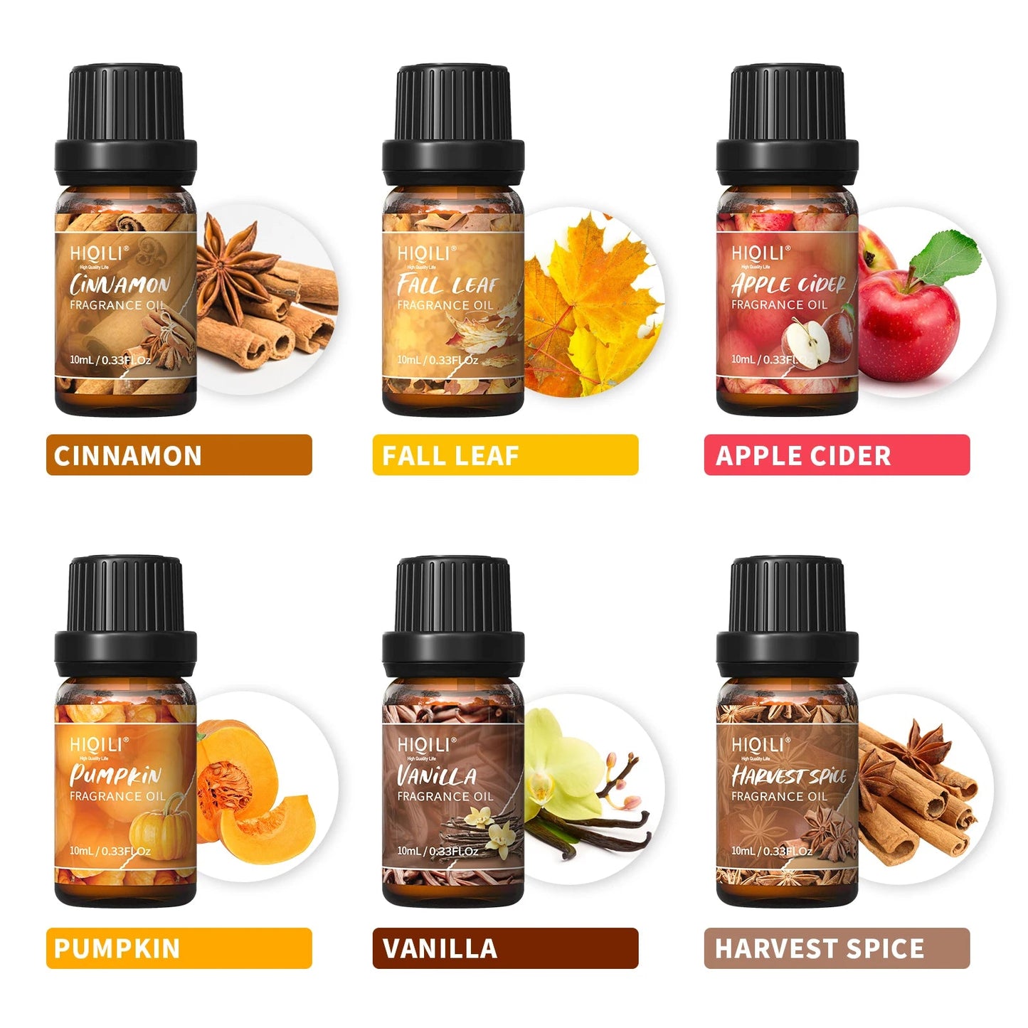 Trish n Bobs oil 6 Bottles x 10ML HIQILI Spice Fragrance Oils Set – Top 6 Pure Essential Oils for Aromatherapy, Candle Making, Hair Care & DIY