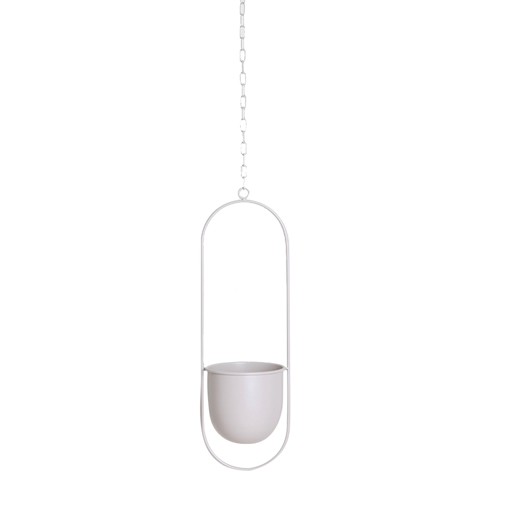 Trish n Bobs Pots & Planters Light gray Oval Metal Chain Hanging Flower Pot
