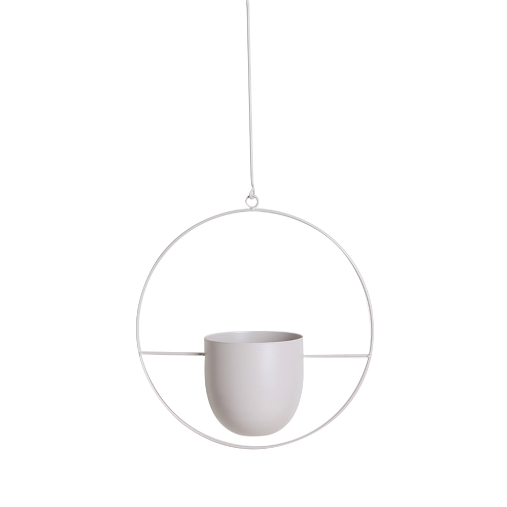 Trish n Bobs Pots & Planters Light gray Round Metal Chain Hanging Flower Pot