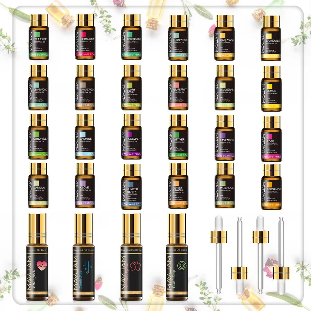 MAYJAM 28-Piece Essential Oil Set for Aromatherapy & DIY!