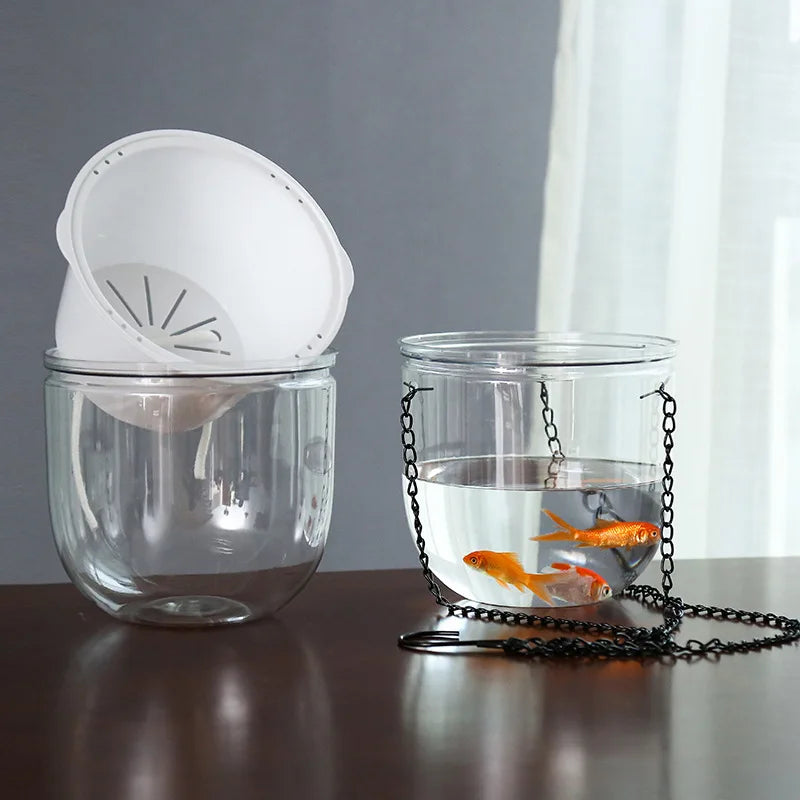 Modern Self-Watering Hanging Planter – Clear PET Plastic Indoor Flower Pot