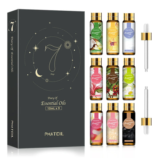 PHATOIL 9-Pack Fragrance Oils for Ultimate Aromatherapy!