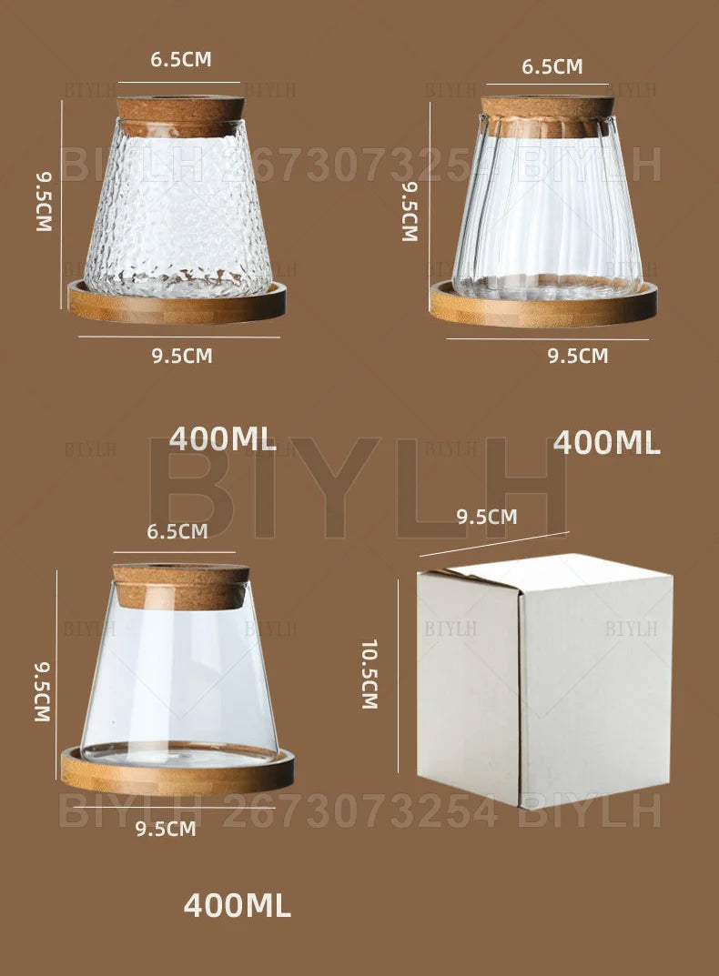 Volcanic Hydroponic Glass Vase – Modern Desktop Planter with Bamboo Base