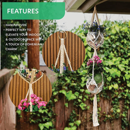 Disco Ball Hanging Planter - Boho Mirror Flower Pot for Indoor Plants