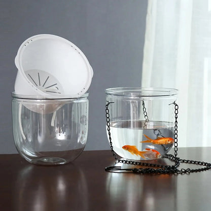 Modern Self-Watering Hanging Planter – Clear PET Plastic Indoor Flower Pot