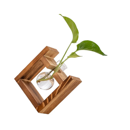 Boho Hydroponic Glass Vase & Wooden Tray - Tabletop Propagation Station