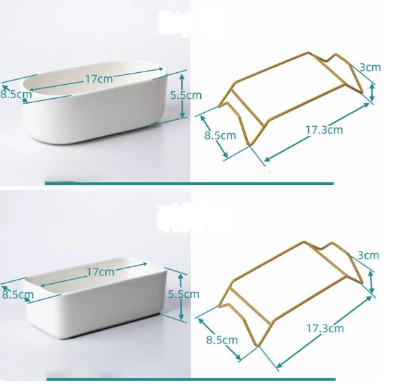 White Ceramic Flowerpot with Gold Metal Stand