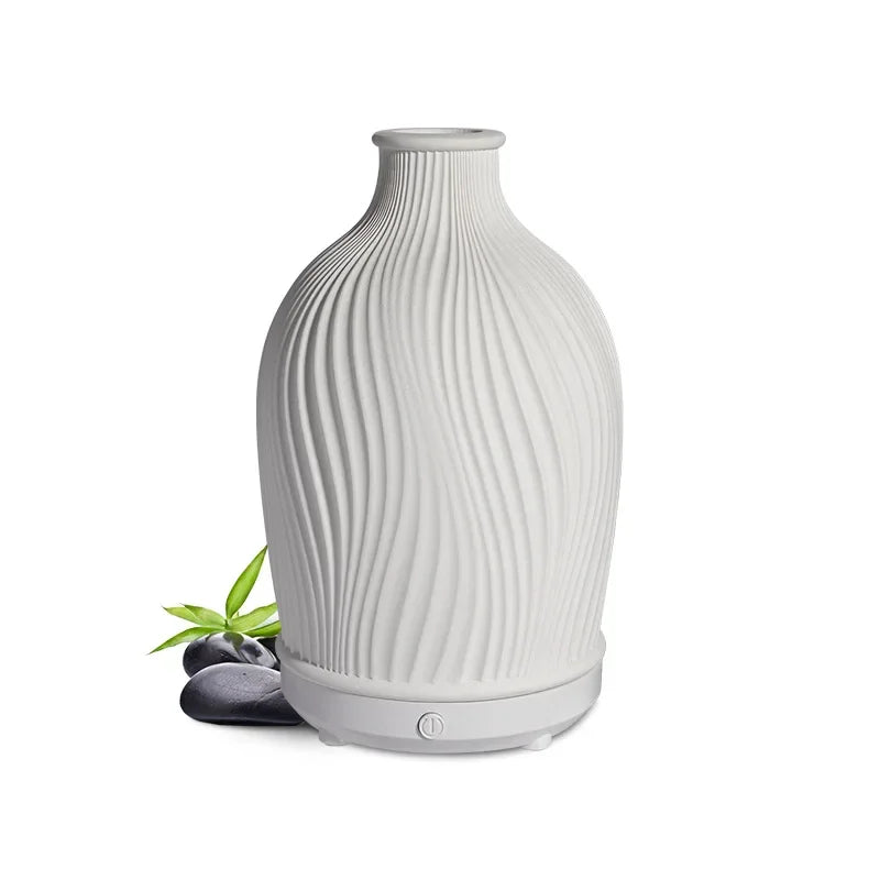 Trish n Bobs diffuser White stripes / USB-C QIWAN Essential Oil Air Humidifier Purifier – Vase Shaped