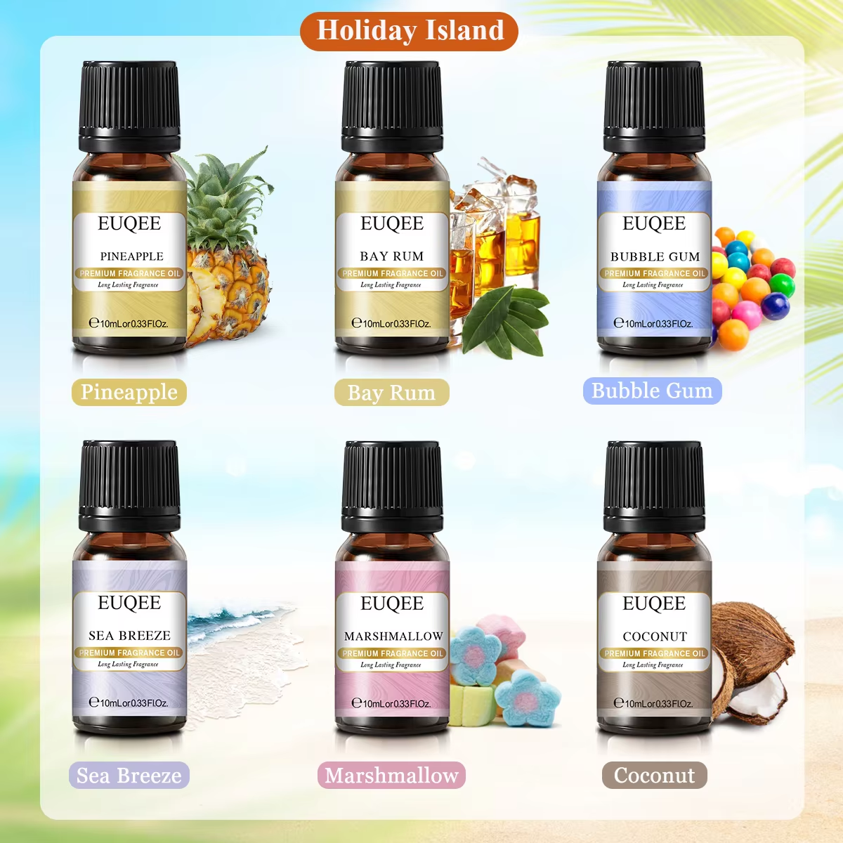 Trish n Bobs oil EUQEE 6-Piece Holiday & Nature Essential Oils Set – Festive, Spicy, and Cozy Scents for Diffusers, Soaps, and Candles