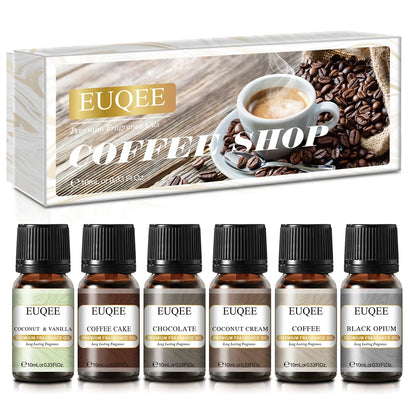 Trish n Bobs oil Coffee Shop / 10ml EUQEE 6-Piece Holiday & Nature Essential Oils Set – Festive, Spicy, and Cozy Scents for Diffusers, Soaps, and Candles