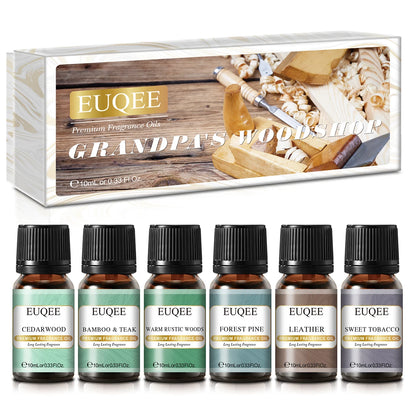 Trish n Bobs oil Grandpa Woodshop / 10ml EUQEE 6-Piece Holiday & Nature Essential Oils Set – Festive, Spicy, and Cozy Scents for Diffusers, Soaps, and Candles