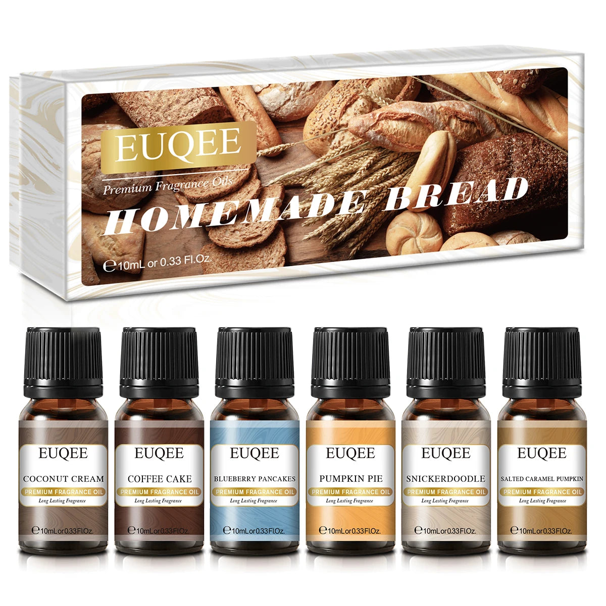 Trish n Bobs oil Homemade Bread / 10ml EUQEE 6-Piece Holiday & Nature Essential Oils Set – Festive, Spicy, and Cozy Scents for Diffusers, Soaps, and Candles