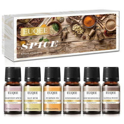 Trish n Bobs oil Spice / 10ml EUQEE 6-Piece Holiday & Nature Essential Oils Set – Festive, Spicy, and Cozy Scents for Diffusers, Soaps, and Candles