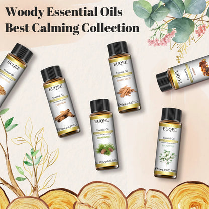 Trish n Bobs oil Woody Essential Oils Set / 6 Bottles EUQEE 6-Piece Woody Essential Oils Set for Diffusers & DIY Soap