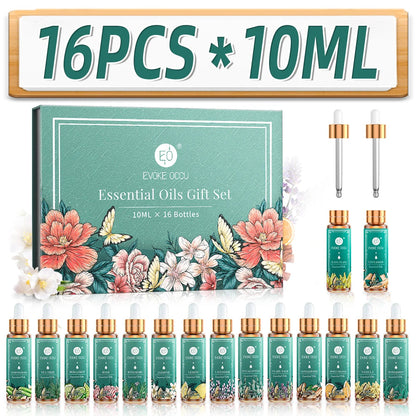 Trish n Bobs oil 16 piece x 10ml EVOKE OCCU 16-Piece Pure Essential Oil Set – Aromatherapy Combo with 10ml Bottles for Diffusers & Humidifiers