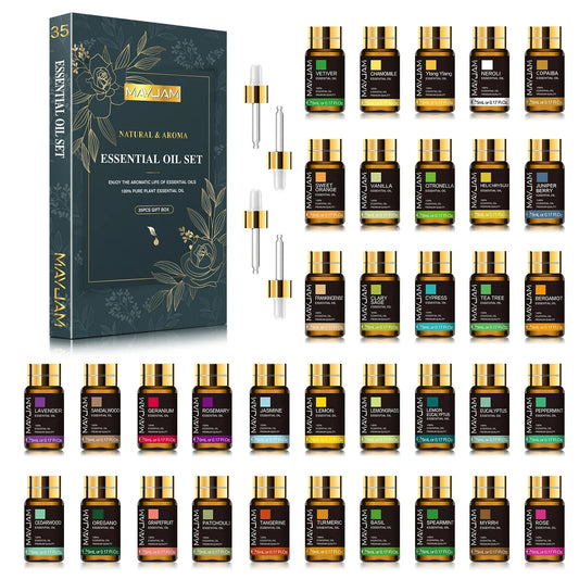 Trish n Bobs oil MAYJAM Essential Oils Gift Set | 35pcs Pure Natural Plant Extact & Aromatic Fragrances