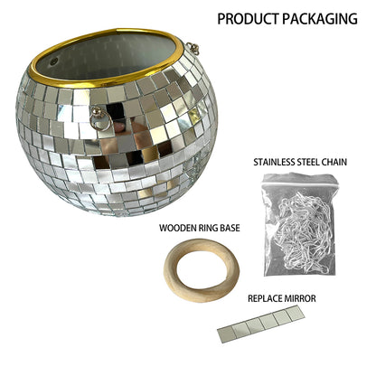 Disco Ball Hanging Planter - Boho Mirror Flower Pot for Indoor Plants