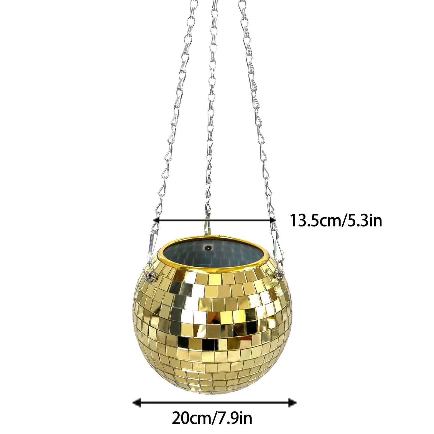 Disco Ball Hanging Planter - Boho Mirror Flower Pot for Indoor Plants